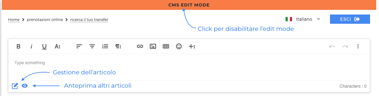 CMS edit mode