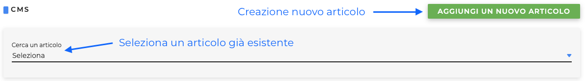 Aggiunta e ricerca articolo